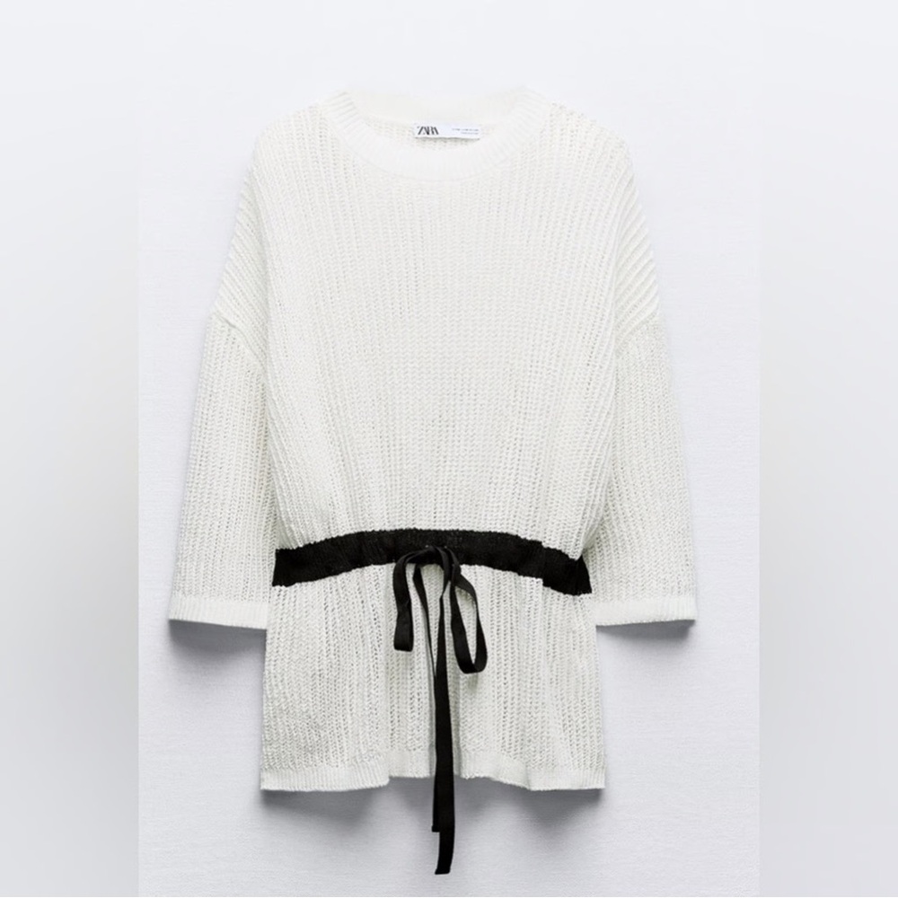 Zara contrasting rope knit sweater